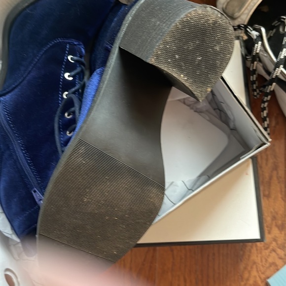 Blue suede heeled boots. Worn once. - Picture 2 of 2
